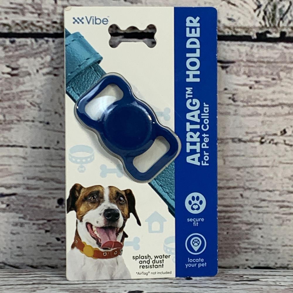 Vibe AirTag Pet Collar Holder Splash Resistant Dog Cat Tracker Case Blue NEW